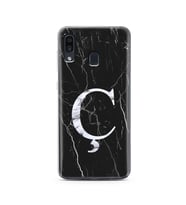 Samsung A30 Siyah Mermer Harf Tasarımlı Telefon Kılıfı Ç-Harfi 