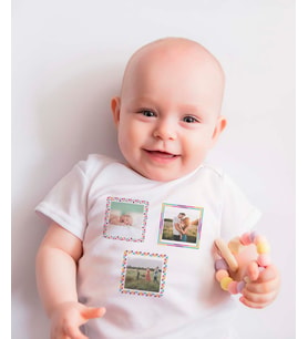 Pia Baby T2025-11 %100 Pamuk Hediyelik 3 Fotoğraflı Bebek Çıtçıtlı Body
