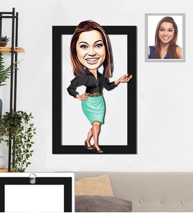 Kişiye Özel Öğretmen Karikatürlü 3D Ahşap Tablo 30x47 Bayan-8