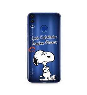 Snoopy Tasarımlı Süper Şeffaf Silikon Telefon Kılıfı Huawei Honor 8C 