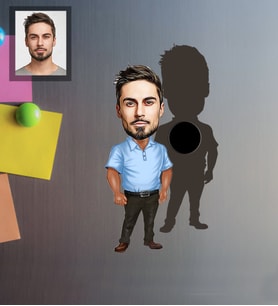 Kişiye Özel Erkek Karikatürlü Ahşap Magnet Model-8