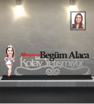 Kişiye Özel Hemşire Karikatürlü Kolay Yetişmiyor Ahşap Biblo Bayan-3