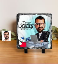BK Gift Kişiye Özel Bay Genel Müdür Karikatürlü Dekoratif Doğal Taş  1