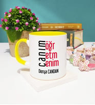 Öğretmene Canım Öğretmenim Tasarımlı Öğretmene Kişiye Özel Öğretmen Kupa Bardak Sarı