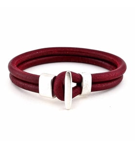 METAL KANCALI BORDO DERİ ERKEK BİLEKLİK BT180