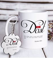 BK Gift Kişiye Özel Mânâ Dost Beyaz Kupa ve Anahtarlık Hediye Seti (Model 1)