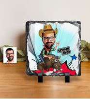 BK Gift Kişiye Özel Bay Rodeocu Karikatürlü Dekoratif Doğal Taş