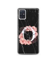 Mermer Çiçekli Harf Tasarım Süper Şeffaf Silikon Telefon Kılıfı Samsung A51 O-Ha