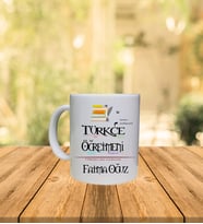 Kişiye Özel Türkçe Öğretmeni Tasarımlı Kupa Bardak