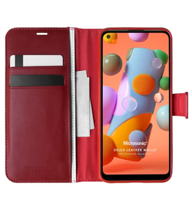Microsonic Samsung Galaxy A11 Kılıf Delux Leather Wallet Kırmızı