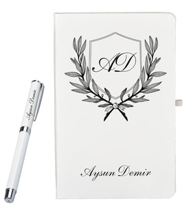 Kişiye Özel Hazırlanmış Hediye Defter ve Roller Kalem Seti