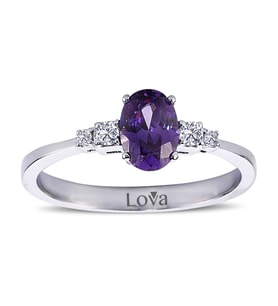 Lova Pırlantalı Oval Ametist Yüzük - 1020229