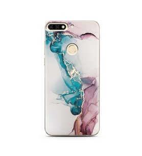 Duman Mermer Tasarımlı Süper Şeffaf Silikon Telefon Kılıfı Huawei Honor 7c-Y7 (2