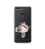 Foto Kız Tasarımlı Süper Şeffaf Silikon Telefon Kılıfı Huawei P Smart 