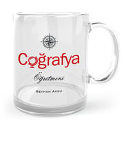 BK Gift Kişiye Özel Coğrafya Öğretmeni Cam Kupa Bardak  1