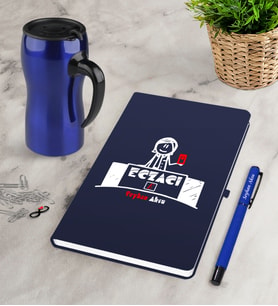 BK Gift Kişiye Özel Eczacı Lacivert Defter Kalem Termos Mug Seti-5 (Model 1)