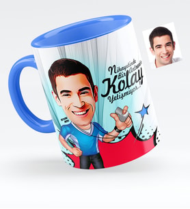 BK Gift Kişiye Özel Bay Antrenör Karikatürlü Mavi Kupa Bardak  1