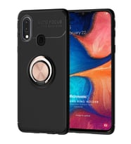 Microsonic Samsung Galaxy A20 Kılıf Kickstand Ring Holder Siyah Rose
