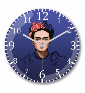 Frida Kahlo  Duvar   Saati  Bombeli Gercek Cam