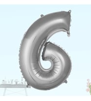 6 Yaş Rakam Folyo Balon, 100 cm - Gümüş (STD)