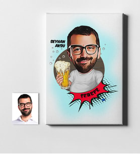 BK Gift Kişiye Özel Şerefe Karikatür Kanvas Tablo 50x70cm 1