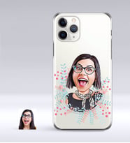 BK Gift Kişiye Özel Bayan Karikatürlü iPhone 11 Pro İnce Şeffaf Silikon Telefon Kapağı-50 (Beyaz)