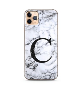 Iphone 11 Pro Max Beyaz Mermer Harf Tasarımlı Telefon Kılıfı C-Harfi 