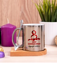 Kadınlar Günü Hediyesi  Ahşap Altlıklı Silver Kupa Bardak