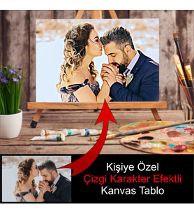 Kişiye Özel Fotoğrafınızdan Çizgi Karakter Efektli Kanvas Tablo
