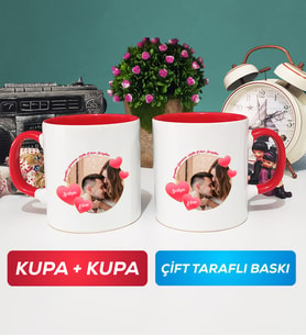 İkili Sevgiliye Sevgililer Günü Hediyesi 8 Kupa Bardak Kırmızı
