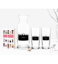 BK Gift Kişiye Özel Renkli Baskılı Kayseri Tasarımlı Turistik İkili Rakı Bardağı Karaf ve Cep Kitabı Hediye Seti-2 (Model 1)