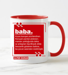 İsimli Baba Kupa Bardağı Kırmızı