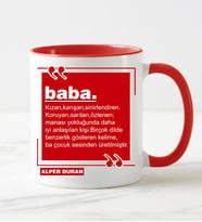 İsimli Baba Kupa Bardağı Kırmızı