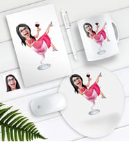 BK Gift Kişiye Özel Bayan Patroniçe Karikatürlü Defter Kalem Kupa Mouse Pad Seti (Model 1)