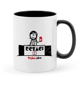 BK Gift Kişiye Özel Mesleki Eczacı Siyah Kupa Bardak  5