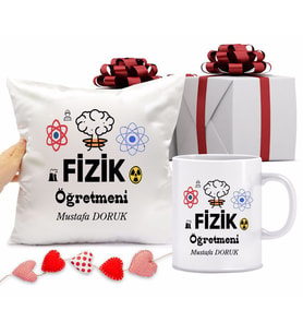 Fizik Öğretmeni Bardağı ve Yastığı Hediye Seti (Model 1)