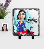 BK Gift Kişiye Özel Hostes Karikatürlü Dekoratif Doğal Taş  2