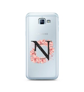 Pembe Çiçekli Harf Tasarım Süper Şeffaf Silikon Telefon Kılıfı Samsung A8 (2016)