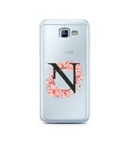 Pembe Çiçekli Harf Tasarım Süper Şeffaf Silikon Telefon Kılıfı Samsung A8 (2016)