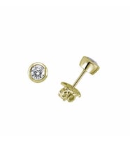 Küpe Top Tek Taş 1,44 Gram 14 Ayar Altın