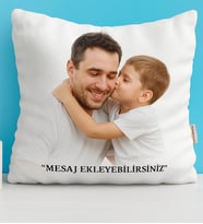 BK Gift Kişiye Özel Fotoğraflı Mesajlı Beyaz Kırlent Yastık - 1, Sevgiliye Hediye, Babalar Günü Hediyesi, Ev Hediyesi