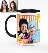 BK Gift Kişiye Özel Türbanlı Karikatürlü Siyah Kupa Bardak 37s711