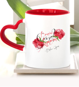 BK Gift Kişiye Özel Benim Güzel Annem Kırmızı Kalpli Kupa Bardak  1