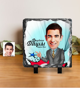 BK Gift Kişiye Özel Dayıların Dayısı Karikatürlü Dekoratif Doğal Taş  1