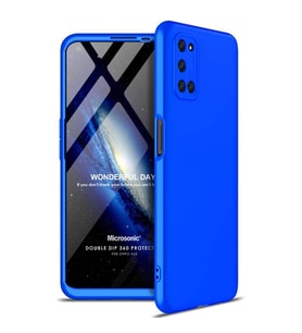 Microsonic Oppo A52 Kılıf Double Dip 360 Protective Mavi