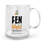 BK Gift Kişiye Özel Fen Bilgisi Öğretmeni Cam Kupa Bardak