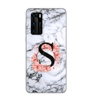Mermer Çiçekli Harf Tasarım Süper Şeffaf Silikon Telefon Kılıfı Huawei P40 Pro S