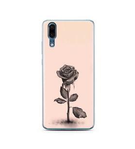 Gül Tasarımlı Süper Şeffaf Silikon Telefon Kılıfı Huawei P20   
