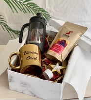 Kişiye Özel Gold Kupa French Press & Filitre Kahve Sevgiliye Hediye Seti
