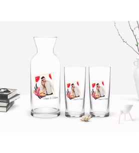 BK Gift Kişiye Özel Renkli Baskılı İsimli Fotoğraflı İkili Rakı Bardağı ve Karaf Hediye Seti-27 (Model 1)